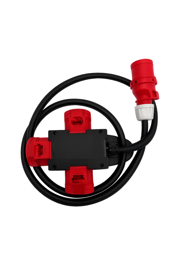 CEE32 Stromverteiler 1 auf 3 zur Verteilung eines 400V CEE32 Anschlusses auf drei Steckdosen